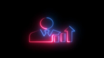 business graph blue and red color Animated man and a graphic glowing saber video on black background - Powered by Adobe