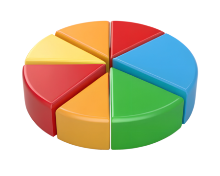 3d pie chart icon no background in PNG format.