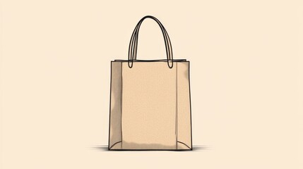 Beige tote bag illustration.