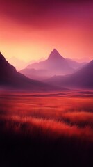 Naklejka premium Magical sunset rolling hills with vibrant colors