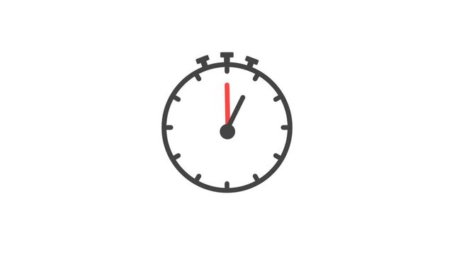 5 Second Stopwatch Clock Icon Animation Isolated on White Background. Motion graphic.