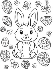 easter bunny easy coloring page. ready to print on standard 8.