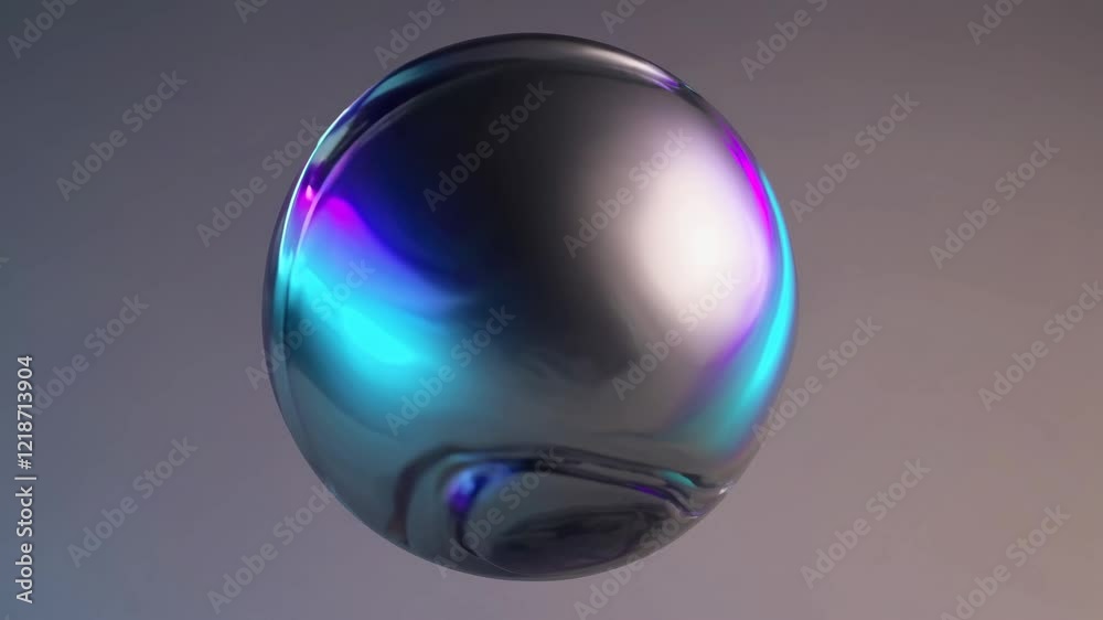 Wall mural stunning abstract sphere with iridescent hues of purple and blue. smooth metallic surface creating a