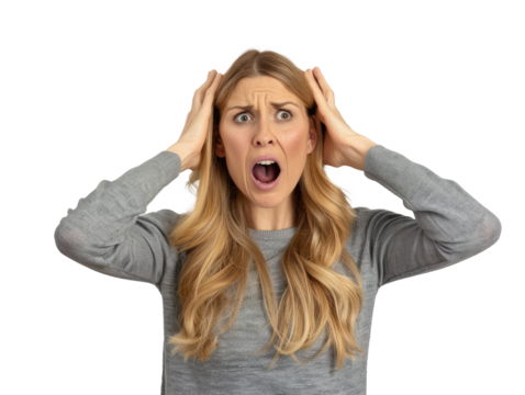 young woman screaming