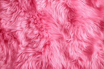 Fototapeta premium Pink fur texture top view. Pink sheepskin background. Fur pattern. Texture of pink shaggy fur. Wool texture.