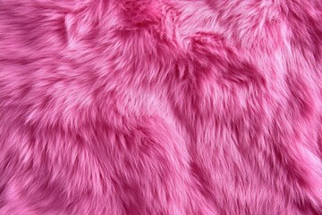 Pink fur texture top view. Pink sheepskin background. Fur pattern. Texture of pink shaggy fur. Wool texture.