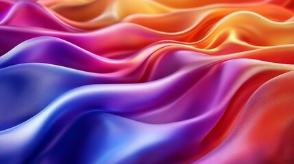 Obraz premium Vibrant colorful wavy abstract background of textured translucent fabric layers
