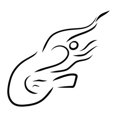 Stylized Hand drawn shrimp, whimsical shrimp doodle
