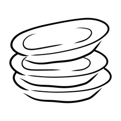 Doodle stack of plates, hand drawn plates on top of each other, kitchenware
