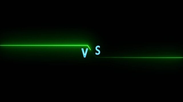glowing neon line colorful  Vs text Animation. Competition vs match game 4k animation.  