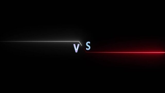 glowing neon line colorful  Vs text Animation. Competition vs match game 4k animation.  
