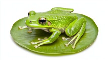 Obraz premium Vibrant Green Frog Resting on a Lily Pad