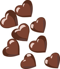 set of chocolate hearts