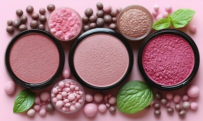 Rosy Makeup Powder Palette: A Delicate and Romantic Arrangement