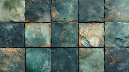 Fototapeta premium Textured Blue and Green Stone Wall Tiles for Interior Design