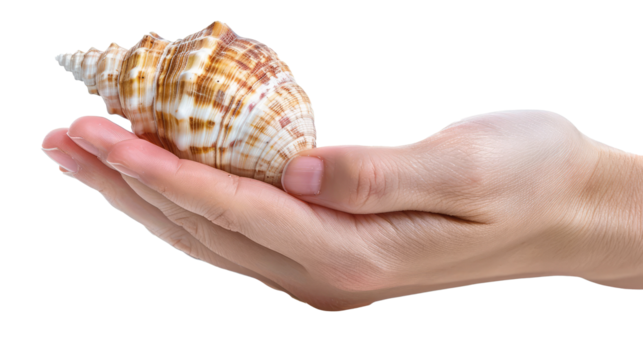 hand holding a seashell