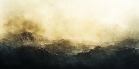 Waves Crash Under a Misty Sky at Dawn Along a Rugged Coastline