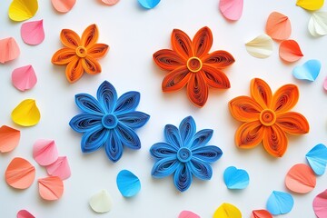 Obraz premium Vibrant Paper Flowers in Multicolored Quilling Art
