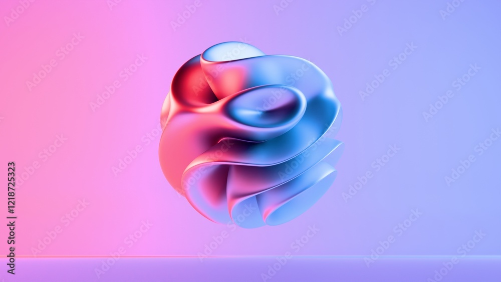 Poster abstract fluid 3d shape with gradient lighting