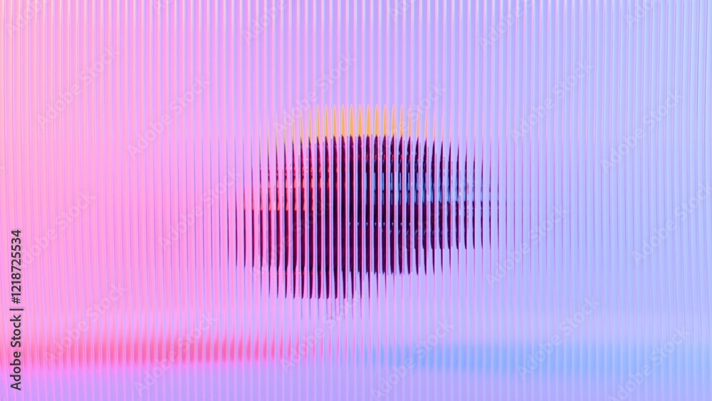 Aufkleber Blurred Abstract Brain Behind Transparent Wave Panel with Neon Lighting..
