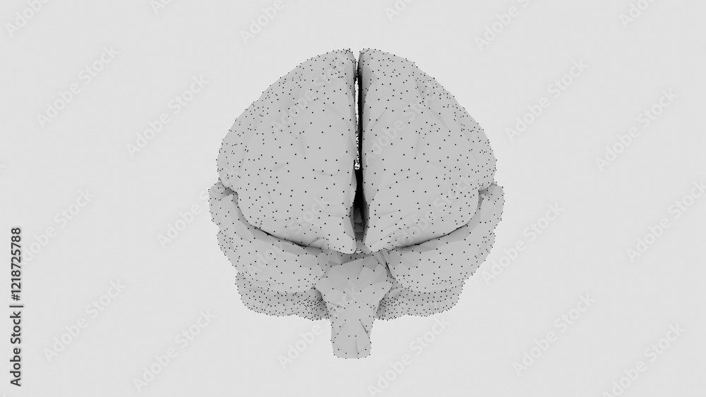 Poster abstract low-poly brain with minimalistic design