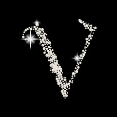 Capital Letters of English alphabet romantic with pearls