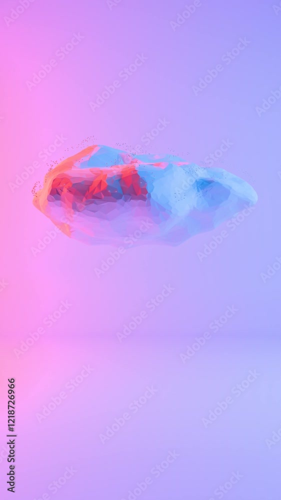 Poster abstract polygonal cloud with metallic droplets on blue background