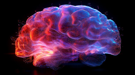 Abstract Glowing Human Brain Neural Network Concept