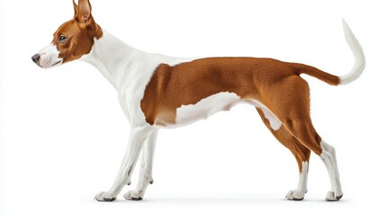 Elegant Basenji Dog Standing Gracefully on White Background