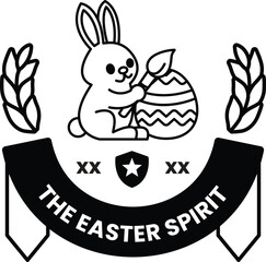 A rabbit holding an Easter egg