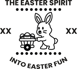 A rabbit is holding a basket of eggs and the Easter Spirit