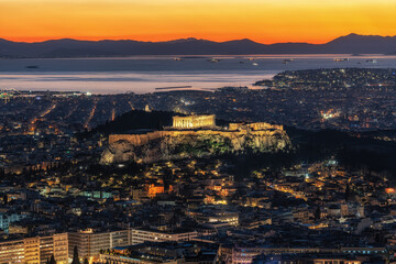 Sunset View over Athens and Acropolis