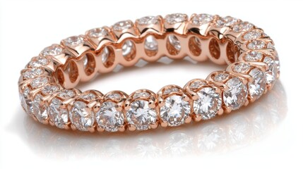 Obraz premium Elegant Rose Gold Ring with Sparkling Round Cut Diamonds