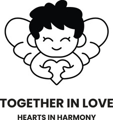 A cartoon of a smiling angel holding a heart