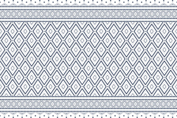 Ethnic geometric and ethnic oriental pixel pattern design. White and blue motifs square ethnic pattern. Seamless pattern, wallpaper, curtain, clothing, fabric, ikat, batik, carpet, background,diamond.