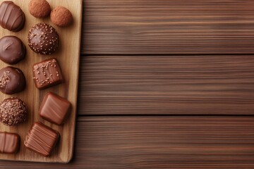 Rustic Chic Desserts Chocolate-Caramel Creations on Wooden Boards for National Chocolate Caramel Day and Autumn Gatherings - Elevate Seasonal Menus in Modern Catering