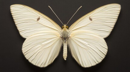 Fototapeta premium Elegant White Butterfly with Detailed Wings on Dark Background