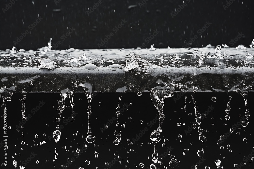 Poster Abstract Artistic Water Droplets Falling over a Glossy Surface : Generative AI