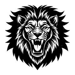 angry vector lion head silhouette illustration