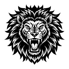 angry vector lion head silhouette illustration