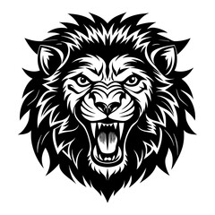 angry vector lion head silhouette illustration