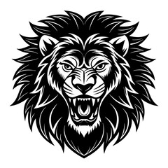 angry vector lion head silhouette illustration