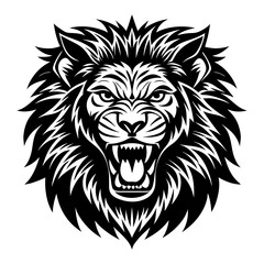 angry vector lion head silhouette illustration