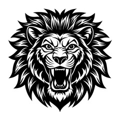 angry vector lion head silhouette illustration