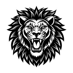 angry vector lion head silhouette illustration