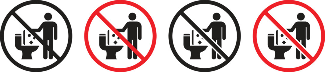 Vector icon of don't litter in the toilet. Public warning information icon symbol. Vector illustration