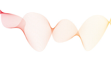 Fototapeta premium Vector curvy abstract line art wavy flowing dynamic red yellow white background in concept music or sound, wave, wind, information flow