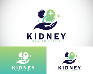 kidney logo creative health care design concept hand plus clinic medical organs