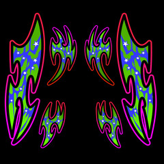 Set of livery design for cars or bike in motorsport, colorful livery design for racing cars