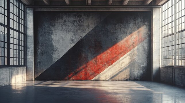 large wall mockup for branding and mural advertising, this wall is colorful with abstract painting and warm feeling